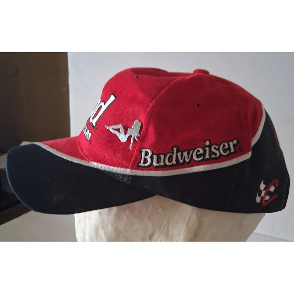 Budweiser Bud King Beers NASCAR Dale Earnhardt Jr Red Cap Hat w/pins